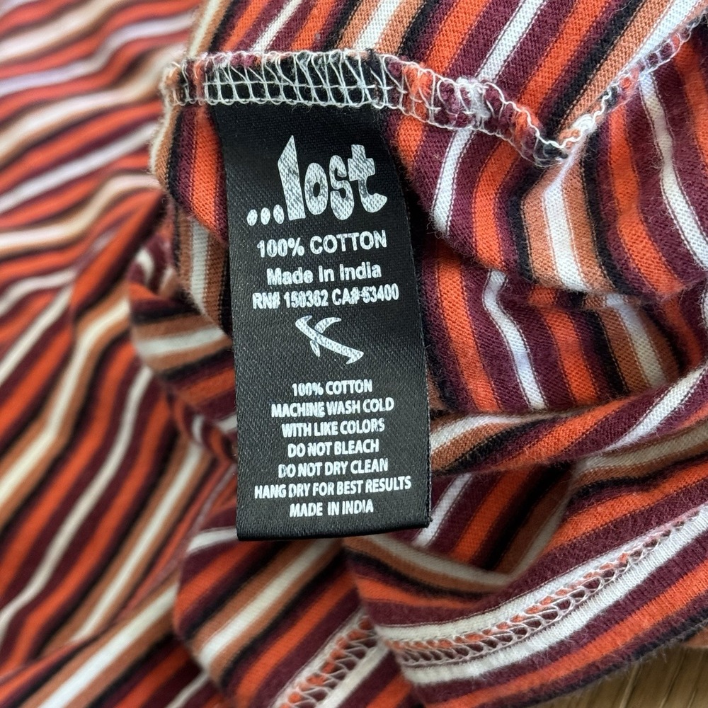Vintage Lost Enterprises Striped T Shirt Men's Large Surf Skate Streetwear Y2K - Picture 4 of 6